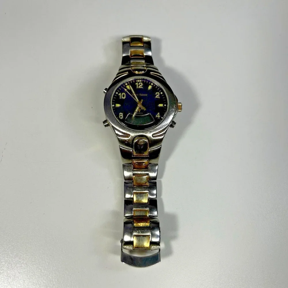 Vintage Y2K Sergio Valente Analog Digital Quartz Two-Tone Stainless Steel‎